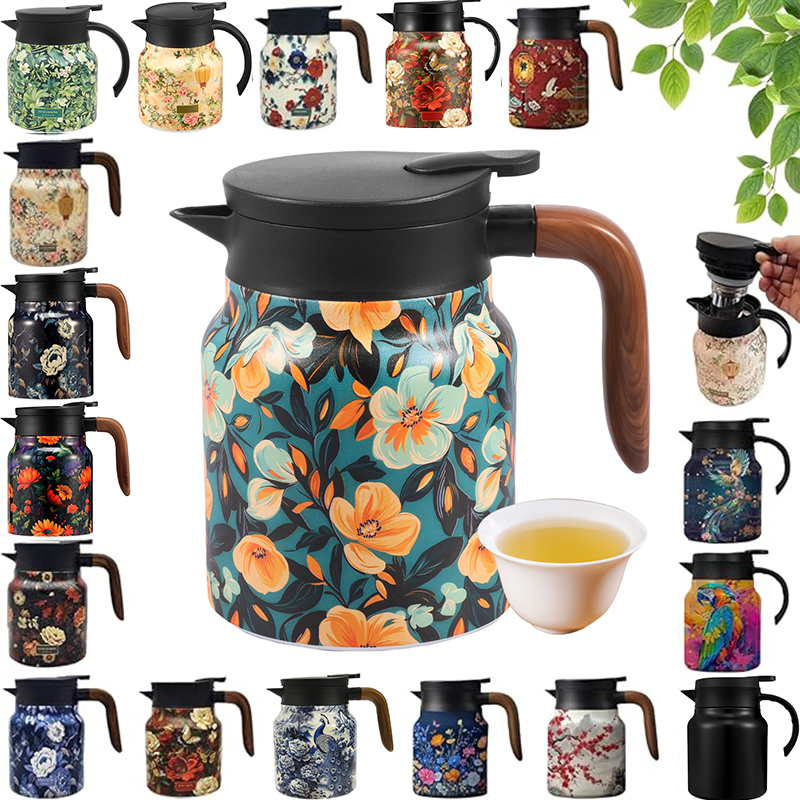 Vintage Coffee Equipment - Vintage Floral Tea Thermos Stainless Steel