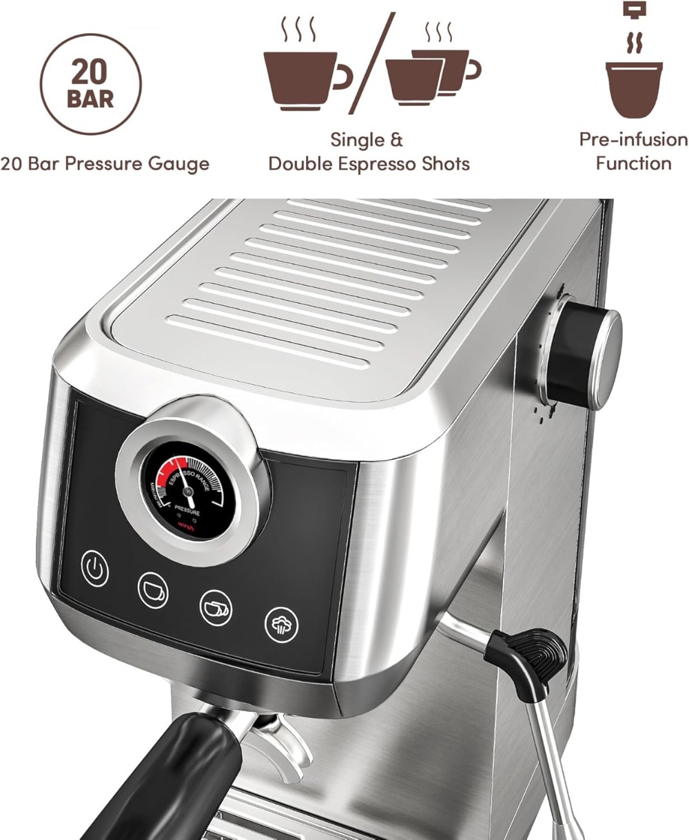 Semi-Automatic Espresso Machin - Pressure Gauge Espresso ulasan dan harga
