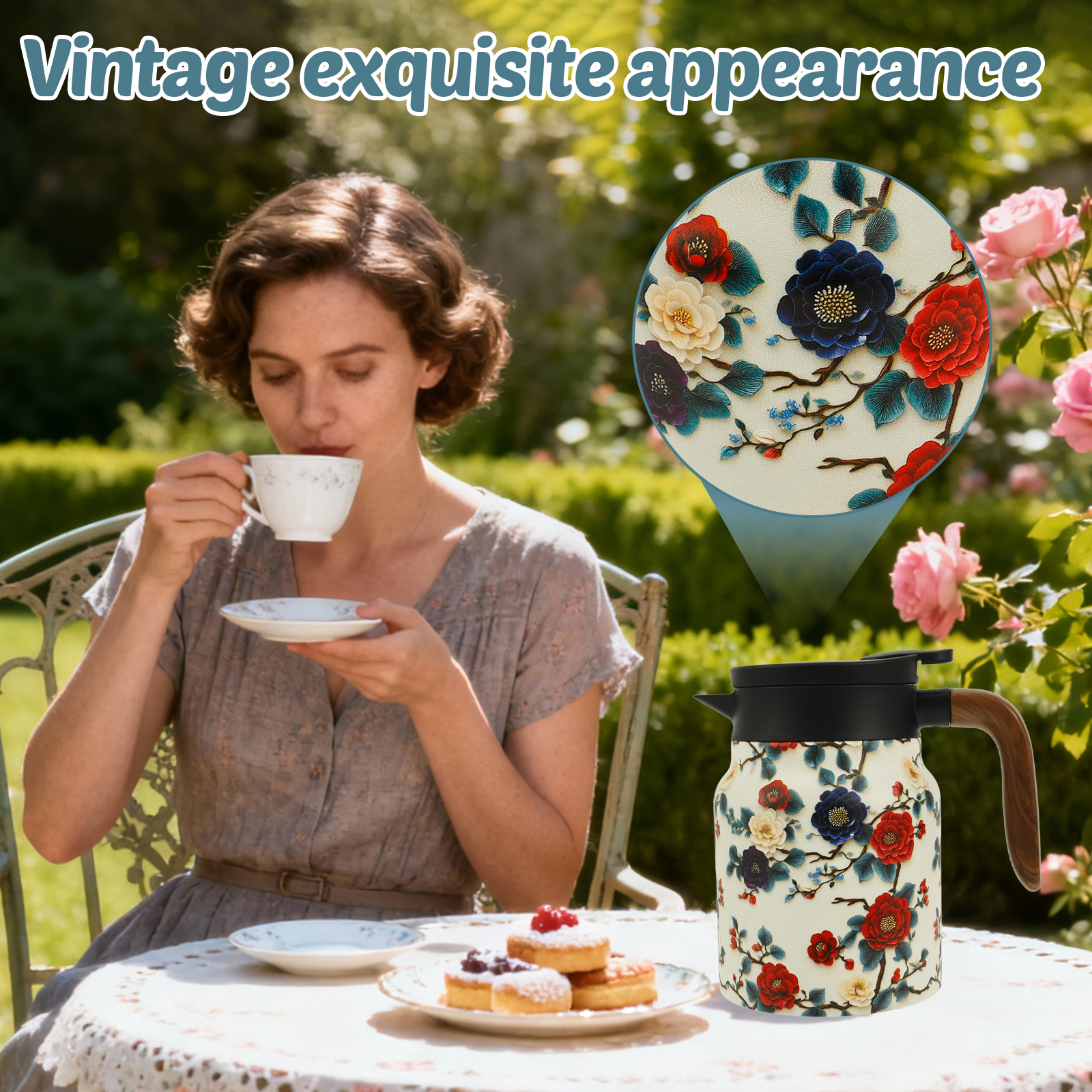 Vintage Floral Tea Thermos Sta - Vintage Coffee Equipment ulasan dan harga