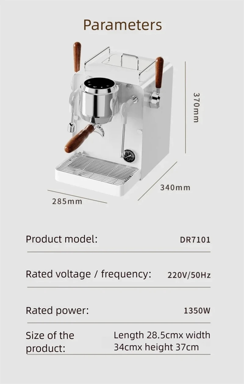 E101 58mm Espresso Machine wit - Pressure Gauge Espresso ulasan dan harga
