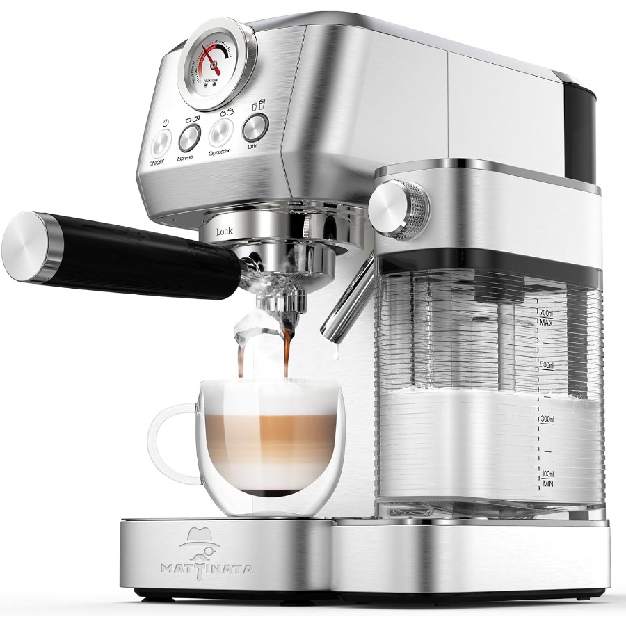 Cappuccino Coffee Machine with - Pressure Gauge Espresso ulasan dan harga