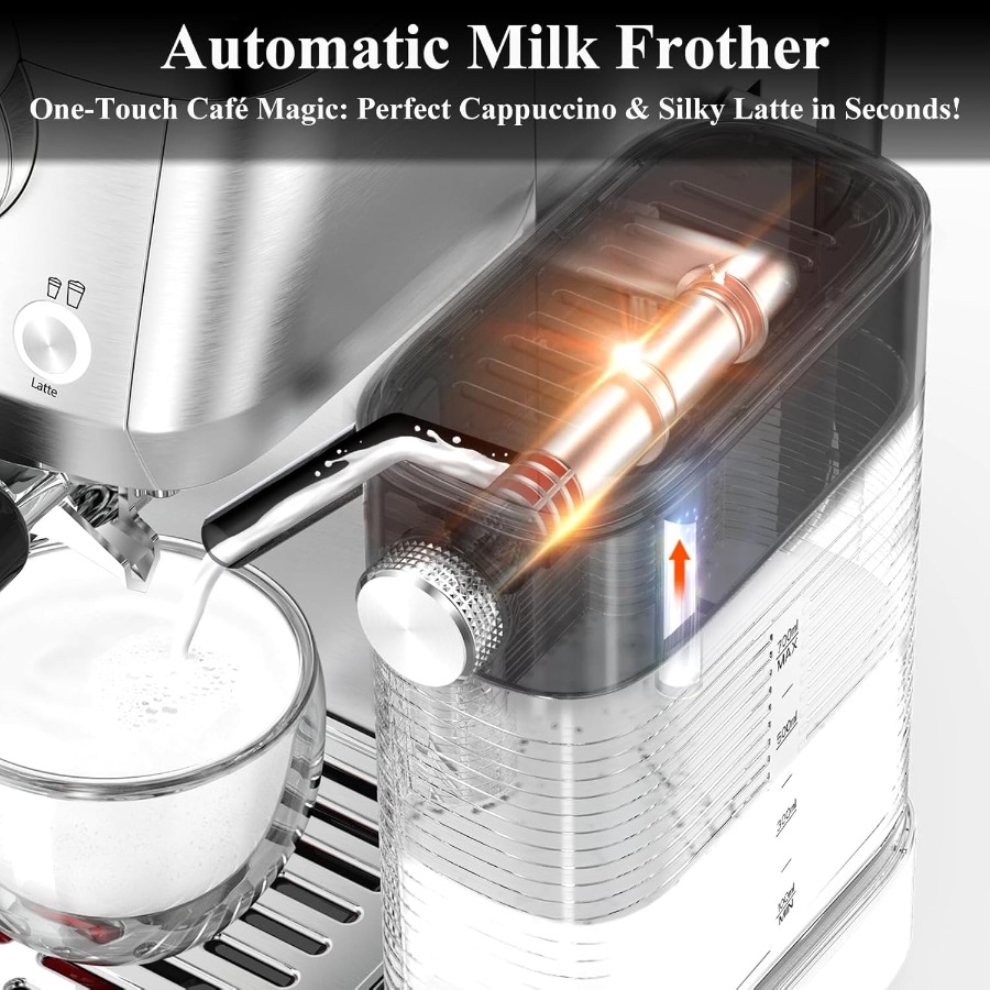 Cappuccino Coffee Machine with - Pressure Gauge Espresso ulasan dan harga