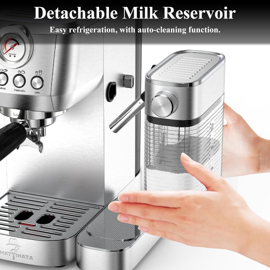 Cappuccino Coffee Machine with - Pressure Gauge Espresso ulasan dan harga