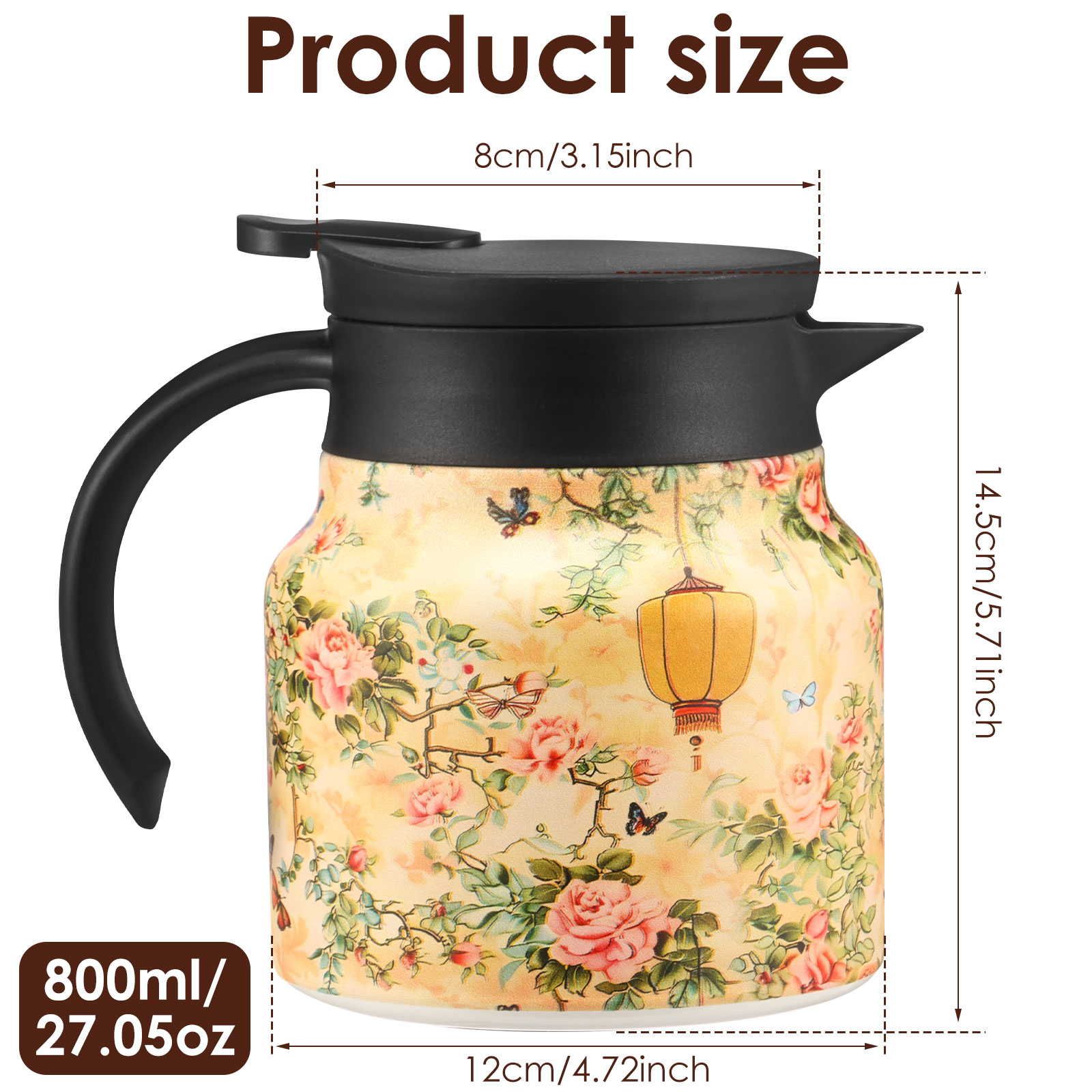 800/1000 ML Vintage Floral Tea - Vintage Coffee Equipment ulasan dan harga