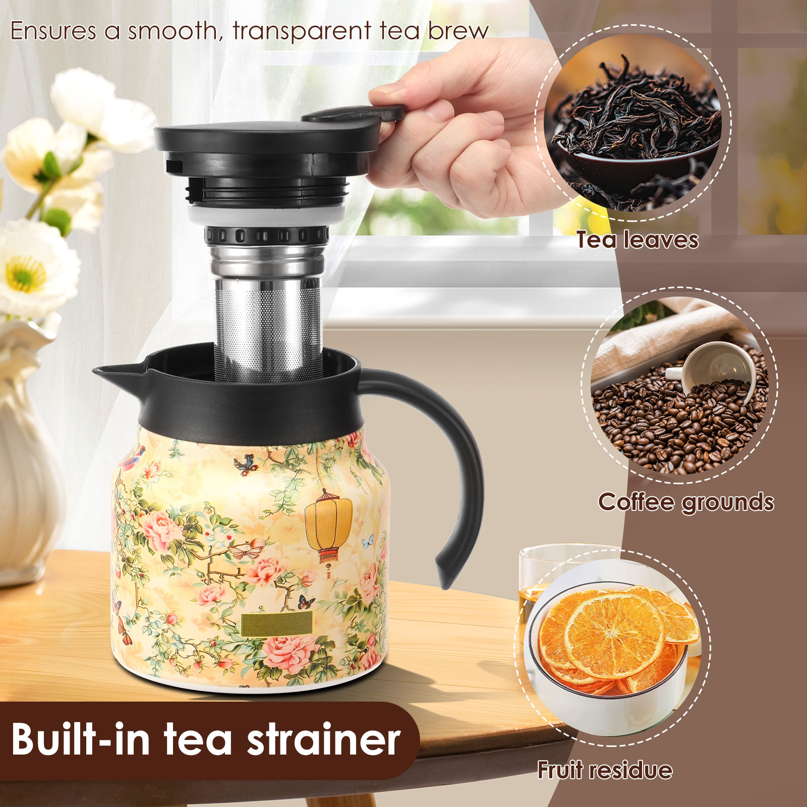 800/1000 ML Vintage Floral Tea - Vintage Coffee Equipment ulasan dan harga