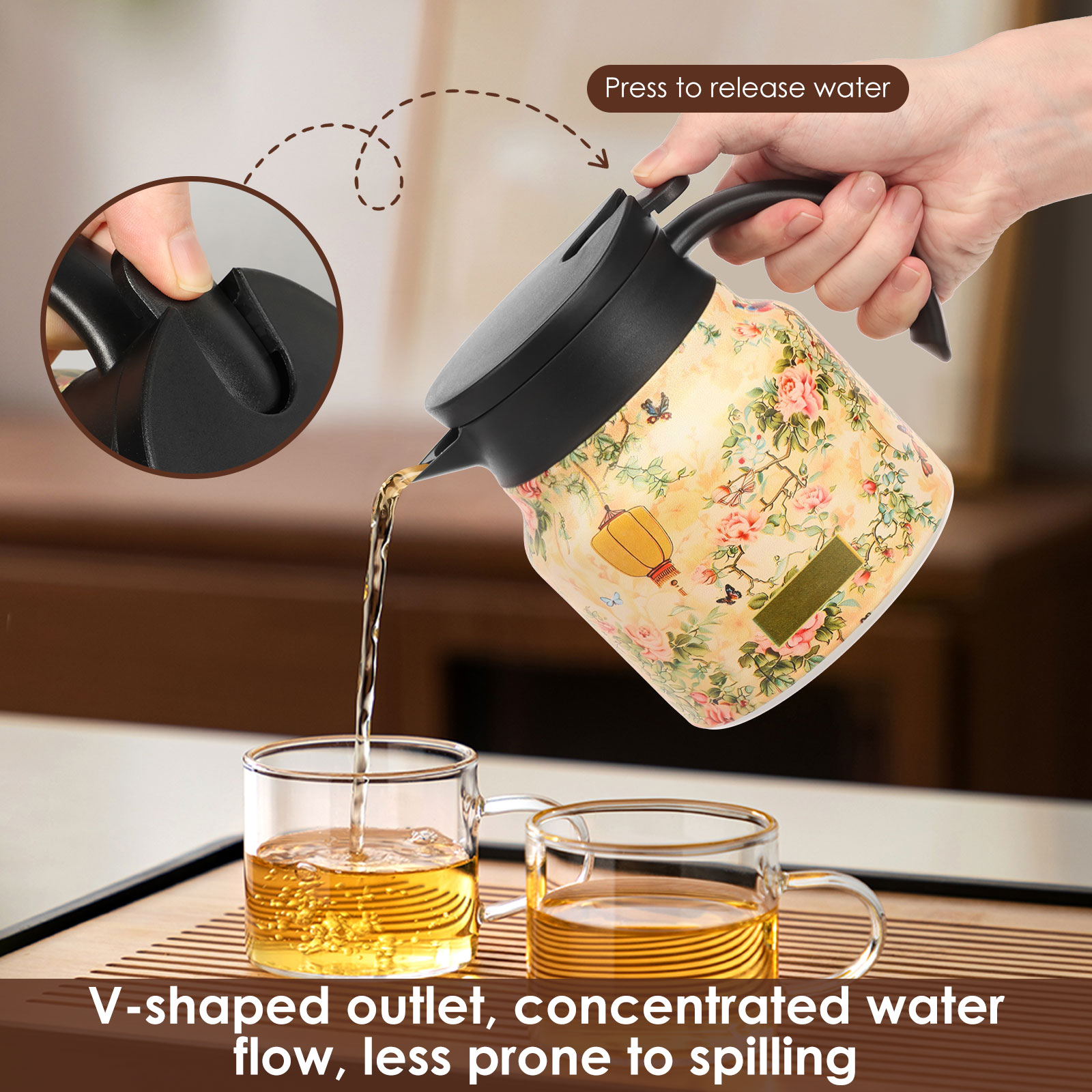800/1000 ML Vintage Floral Tea - Vintage Coffee Equipment ulasan dan harga