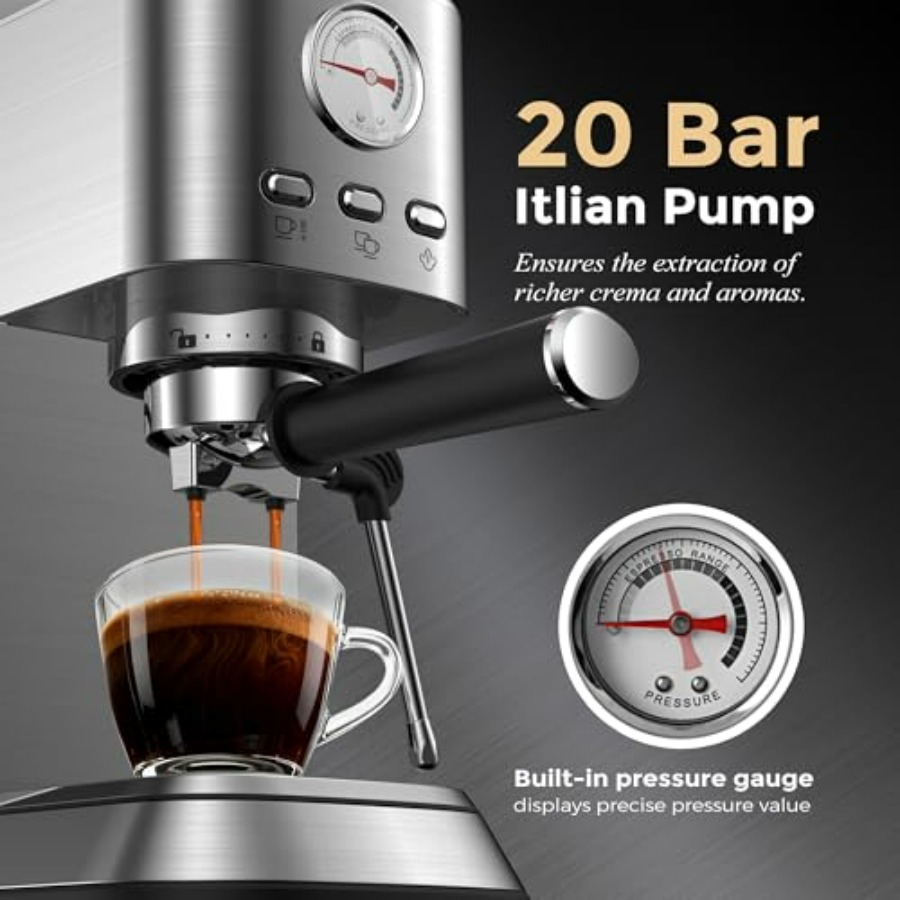 Espresso Coffee Machine 20 Bar - Pressure Gauge Espresso ulasan dan harga