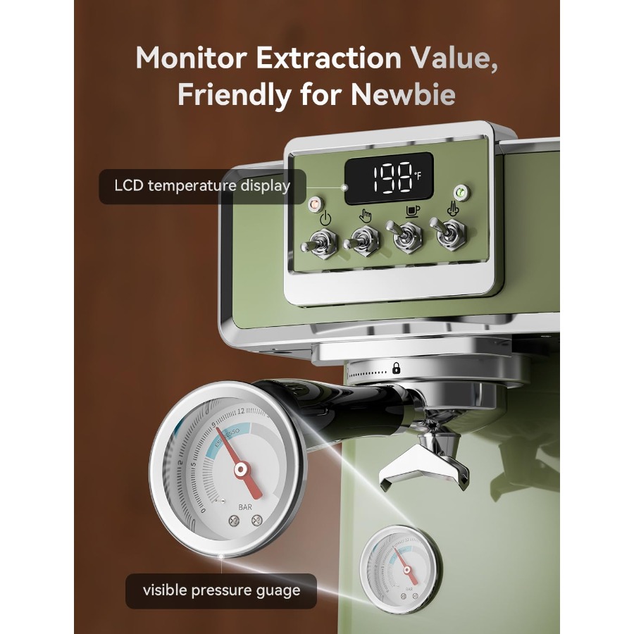Retro Espresso Machine 58mm Pr - Pressure Gauge Espresso ulasan dan harga